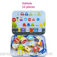 Elloapic Lacing Beads Stringing Beads with 12pcs big Beads Preschool Fine Motor Skills Toys for Toddler Vehicle Cars Vehicle Cars B075GNFLS5